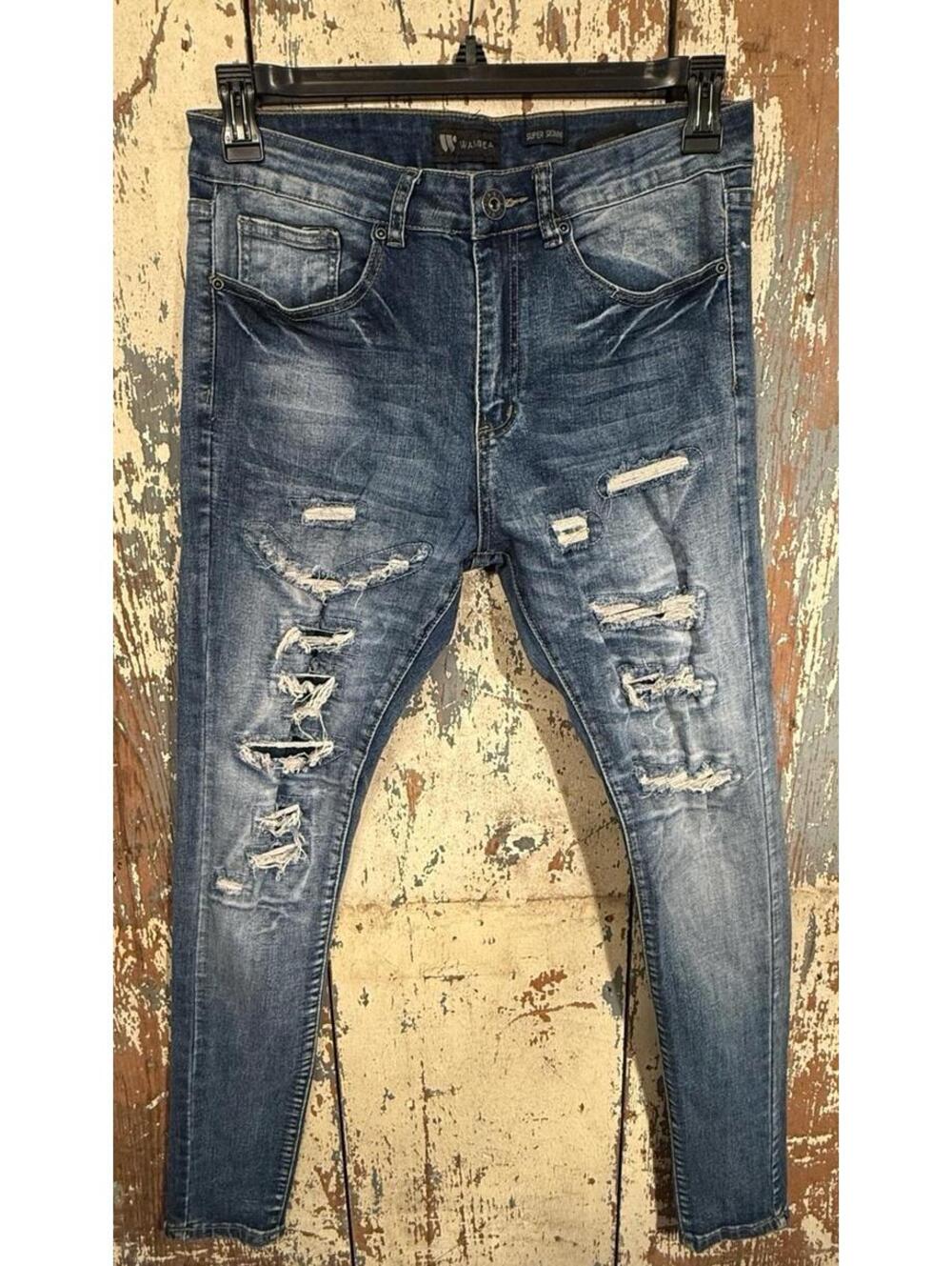 Waimea Distressed Super Skinny Jeans, Mens size 32x32